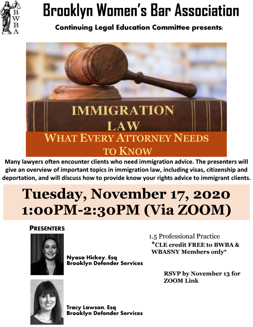 Brooklyn Women's Bar Association Presents Immigration Law CLE What